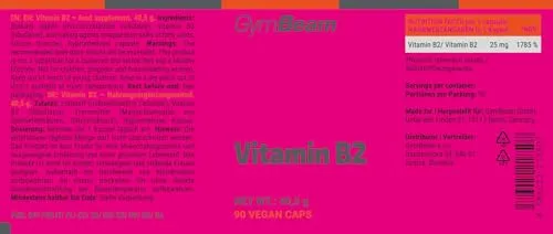 GymBeam Vitamina B2 Riboflavina 28mg 90 Capsule Vegane