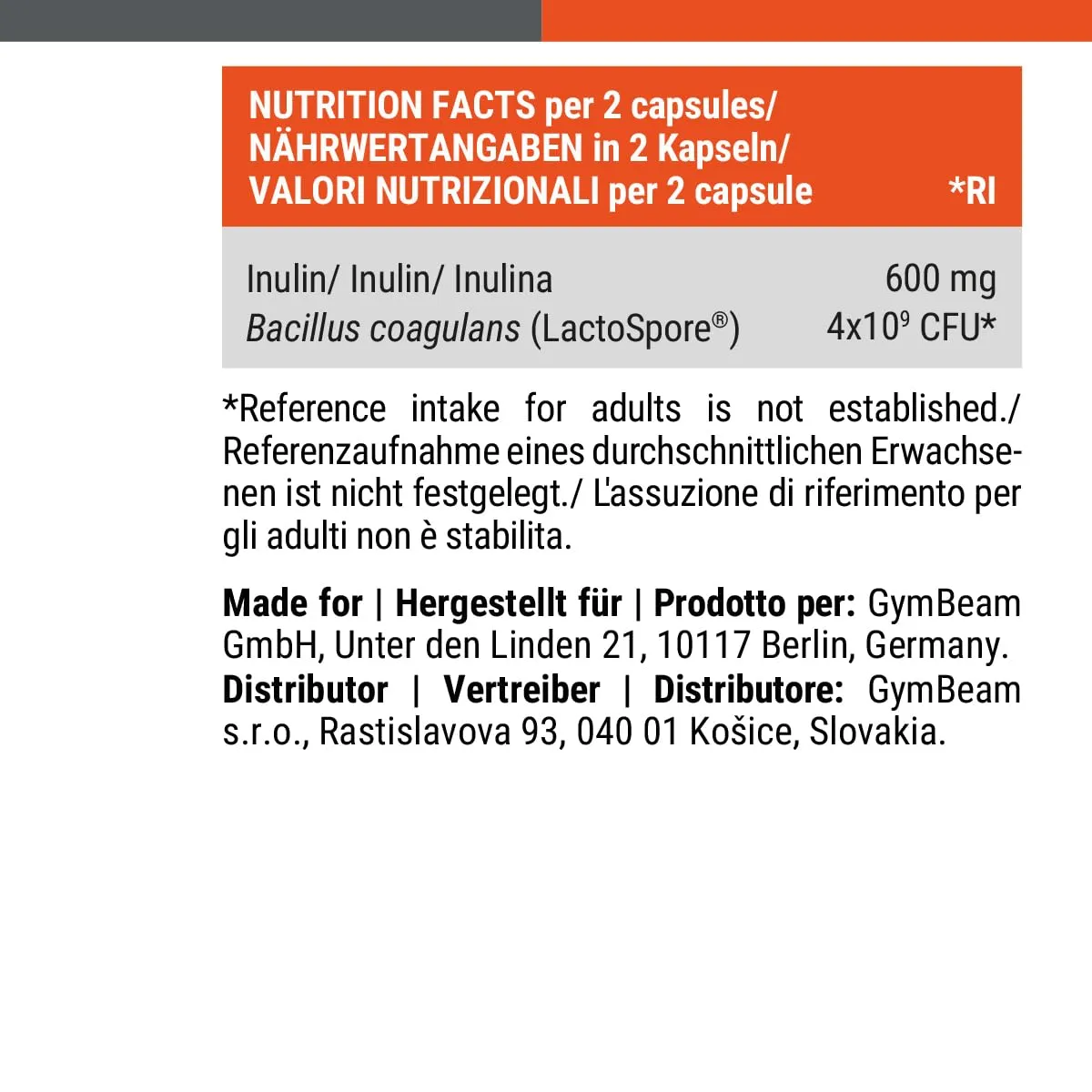 GymBeam Probiotici Lactospore 90 cps Bacillus Coagulans
