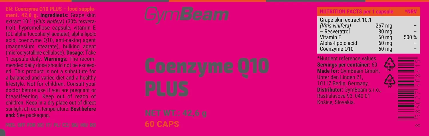 GymBeam Coenzima Q10 PLUS Integratore Antiossidante Vegano