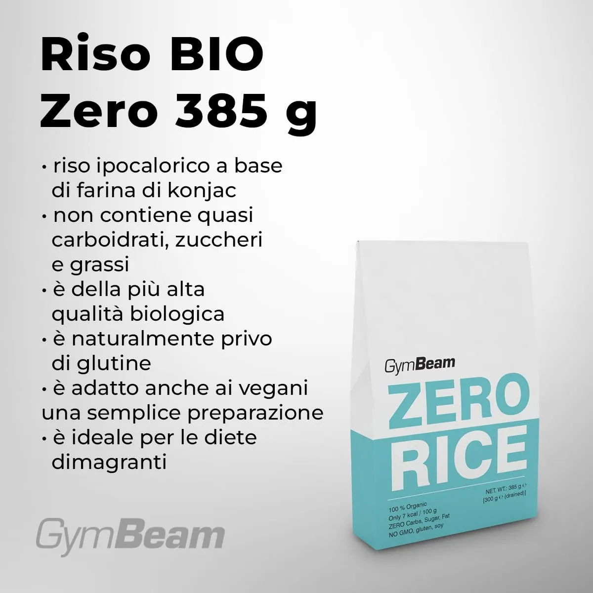 GymBeam Riso BIO Zero konjac 385 g senza glutine