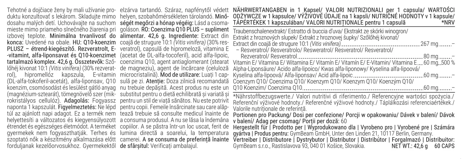 GymBeam Coenzima Q10 PLUS Integratore Antiossidante Vegano