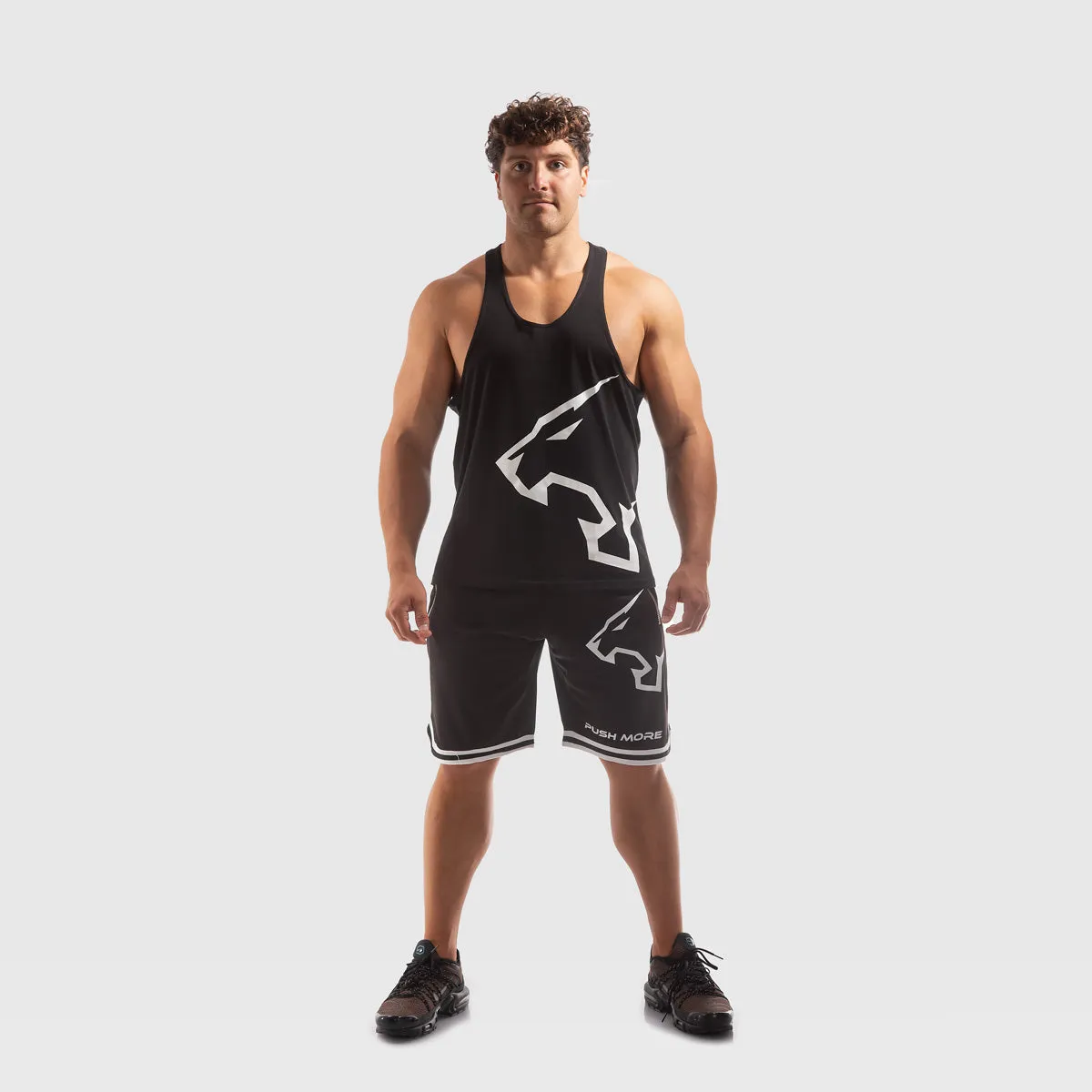 Push More Back canotta palestra uomo nera traspirante