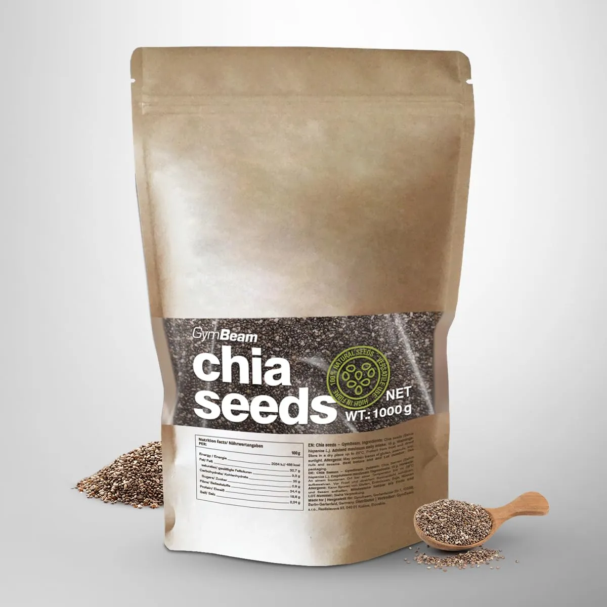 GymBeam Semi di Chia 900 g fibre proteine vegani