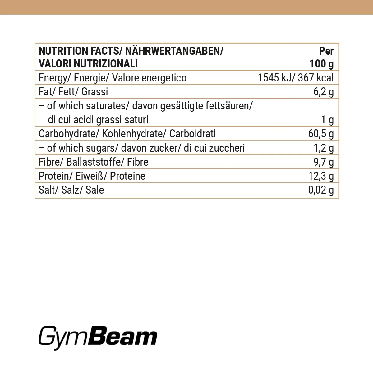 GymBeam Fiocchi Avena Fini senza glutine 500 g fibre