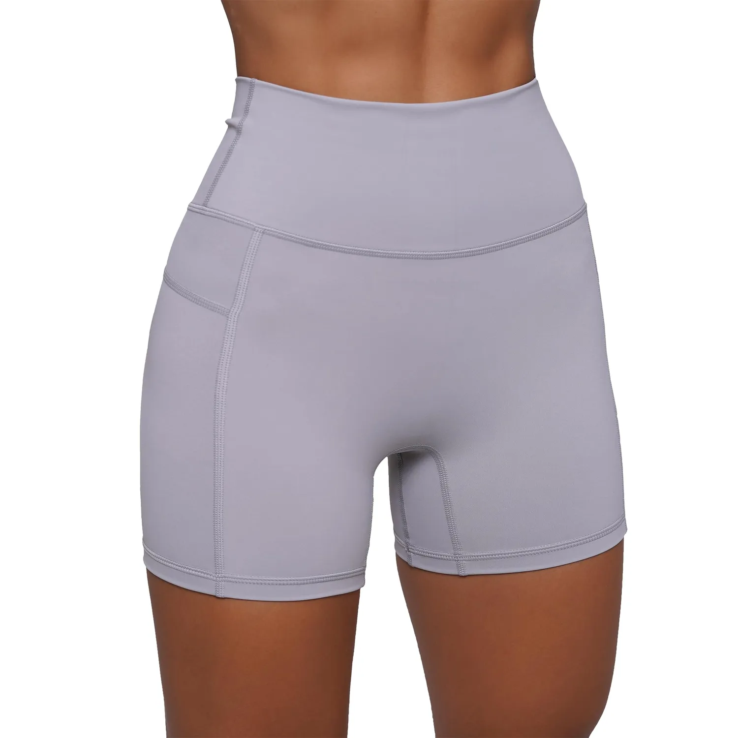 GymBeam Fit pantaloncini donna S Mist Grey vita alta