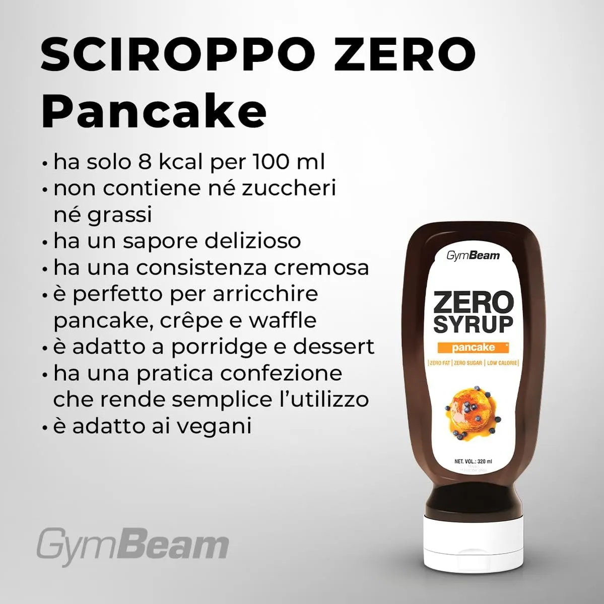 GymBeam Sciroppo Zero Pancake 320 ml Zero Calorie