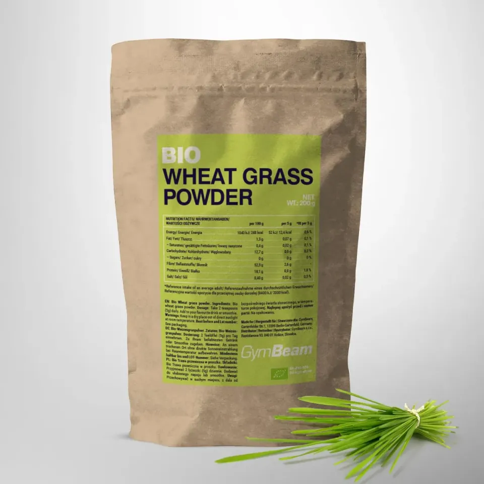 GymBeam Erba di Grano BIO polvere 200g superfood vegano
