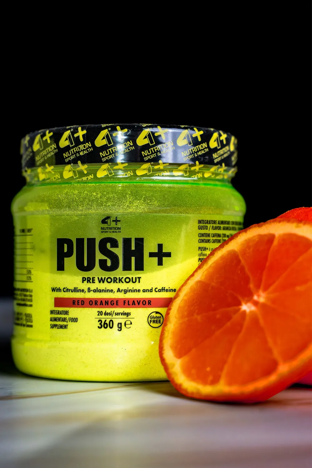 4 Plus Nutrition Push+ pre workout 360 g beta alanina energia