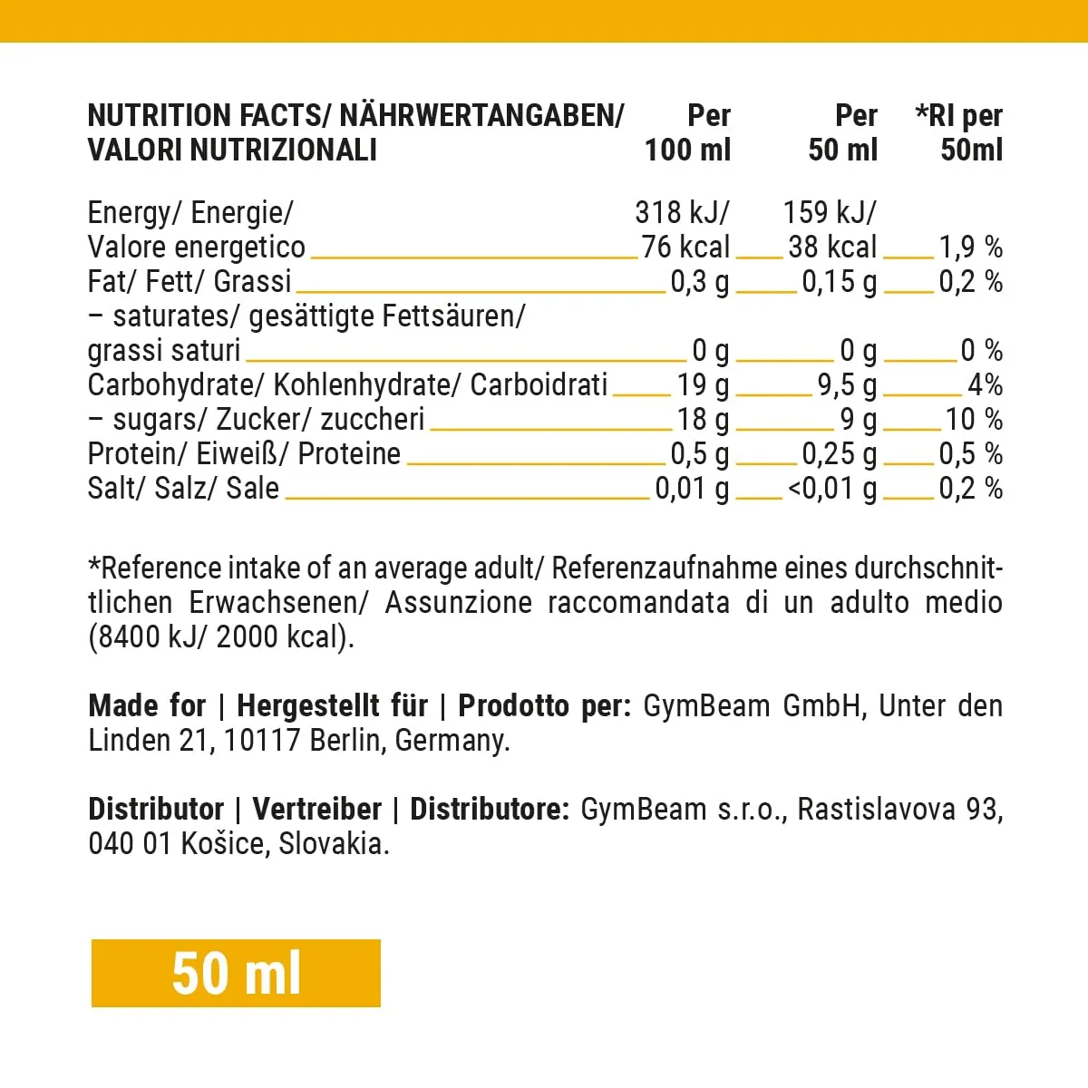 GymBeam Shot Zenzero Curcuma 9x50ml naturale