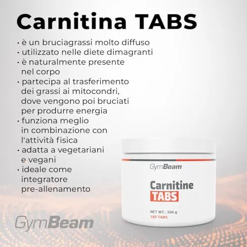 GymBeam L-Carnitina TABS carnitina 180 compresse 2000 mg vegano