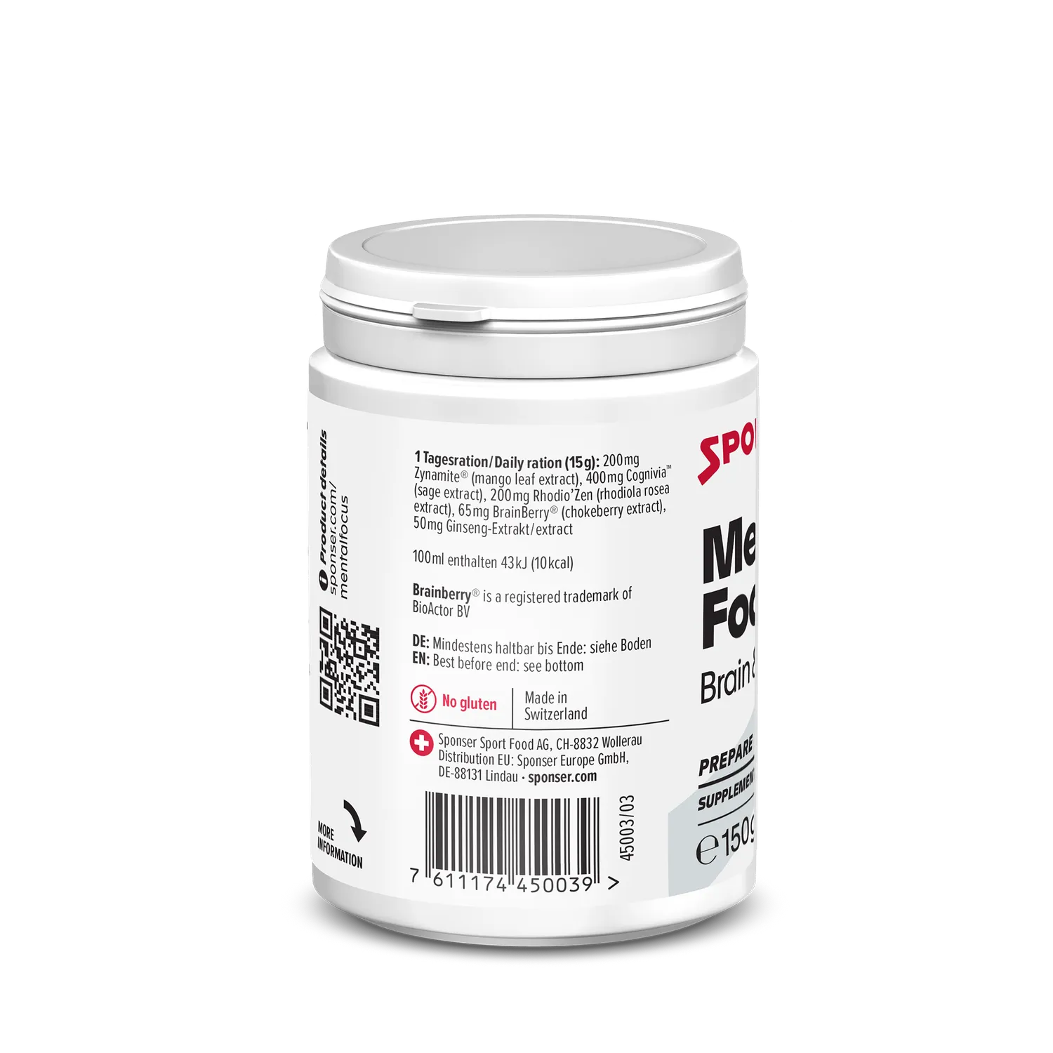 Sponser Mental Focus integratore erbe-frutti 150 g focus