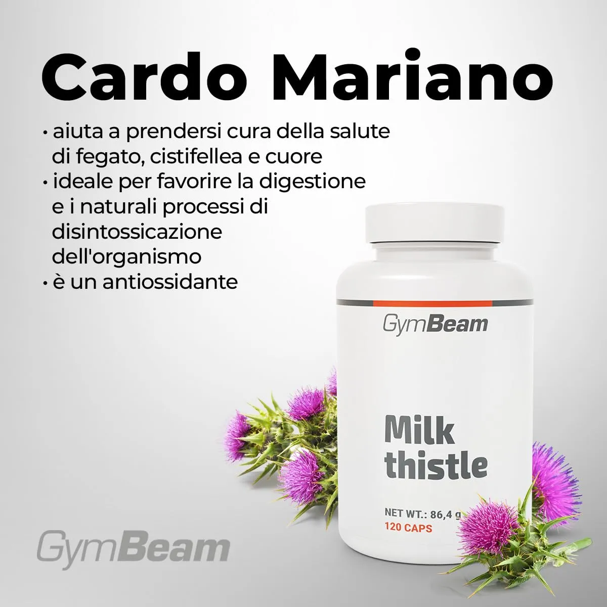 GymBeam Cardo Mariano capsule silimarina 80% fegato