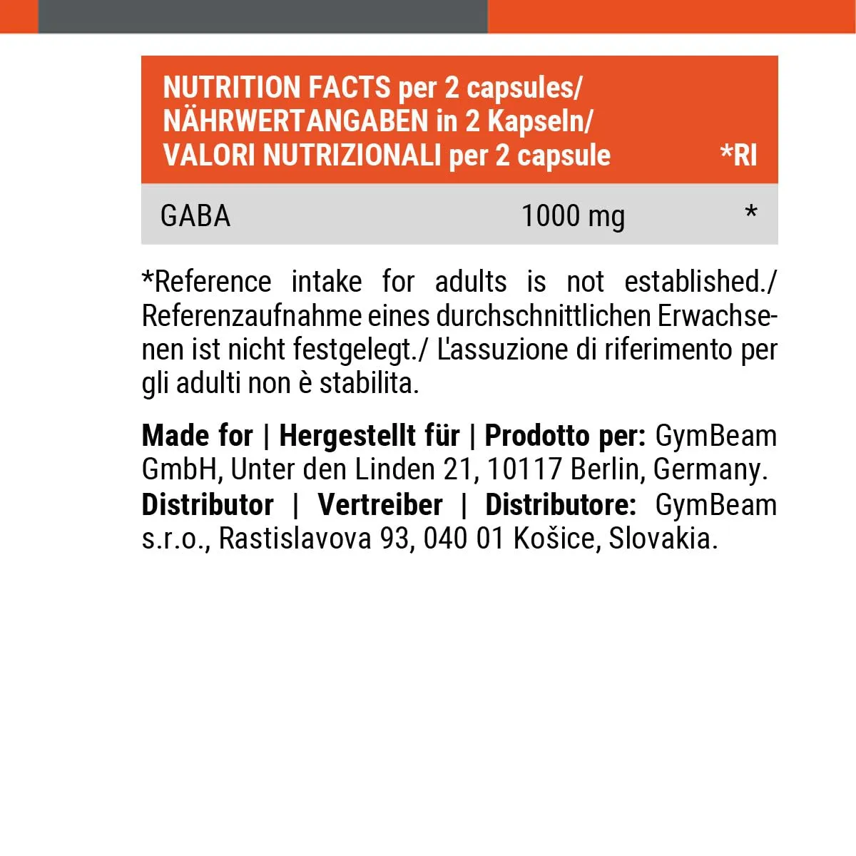 GymBeam GABA 1000 mg capsule 120 cps rilassamento