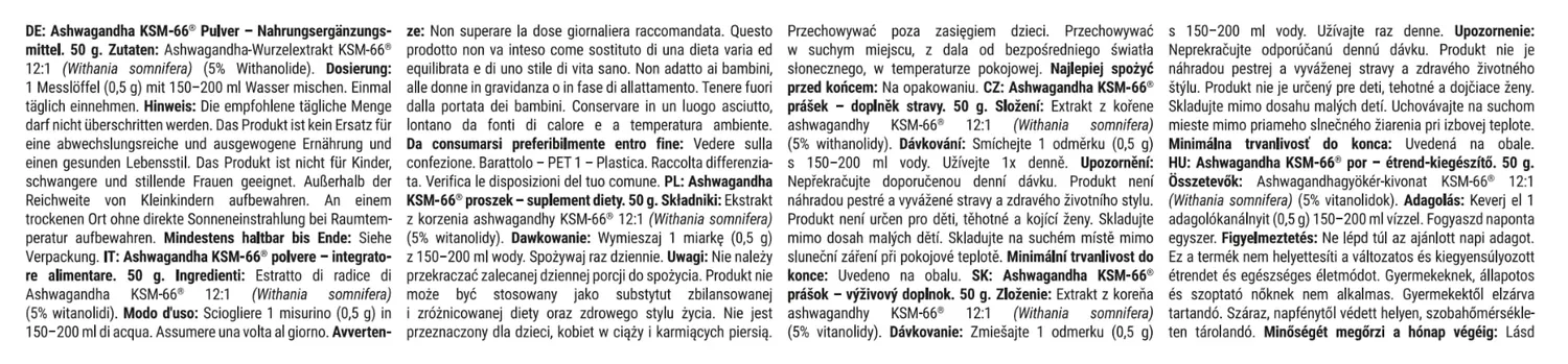 GymBeam Ashwagandha KSM-66 polvere 50 g stress sonno