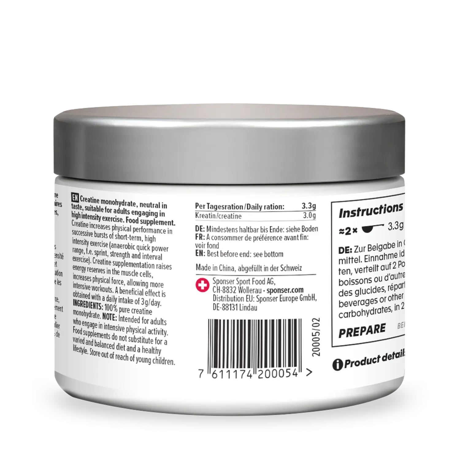 Sponser Creatine Monohydrate Neutro 280g Forza Pura