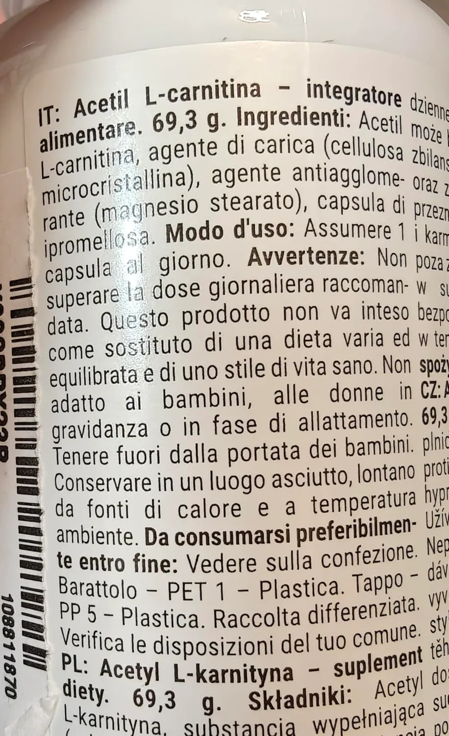 GymBeam Acetil L-Carnitina 500 mg capsule vegane