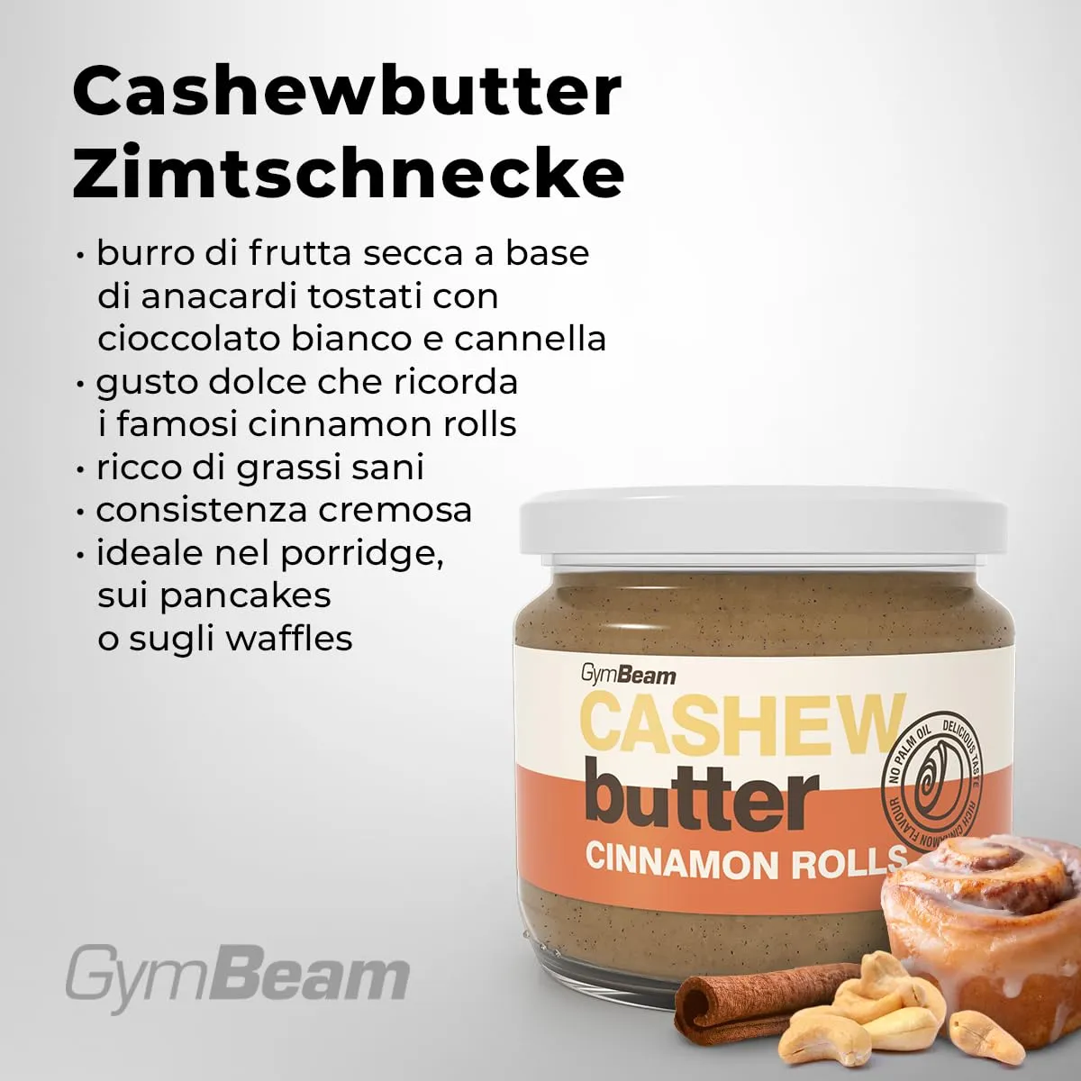 GymBeam Burro Anacardi Cinnamon Rolls 340 g Dolce