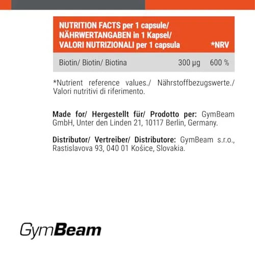 GymBeam D-Biotina 300 µg integratore 60 capsule capelli