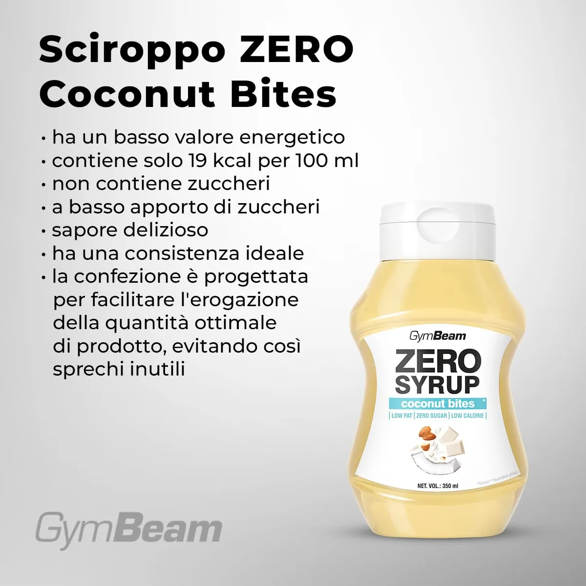 GymBeam Sciroppo Zero 350 ml Coconut Bites Senza Zuccheri