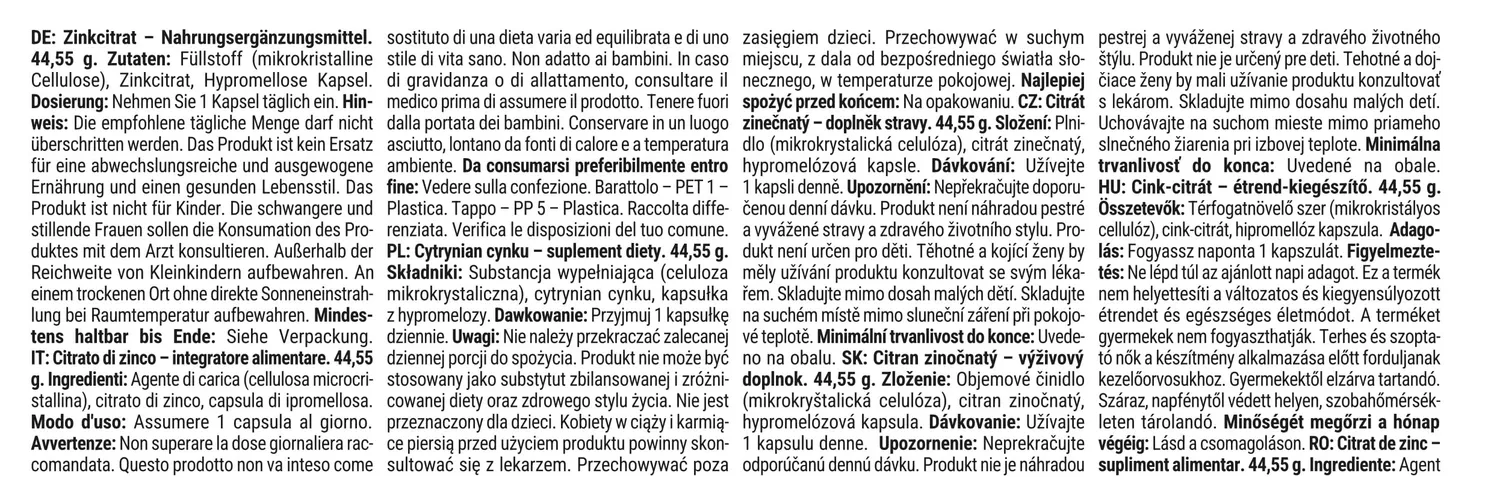Gym Beam Citrato di Zinco capsule vegane 15 mg pelle