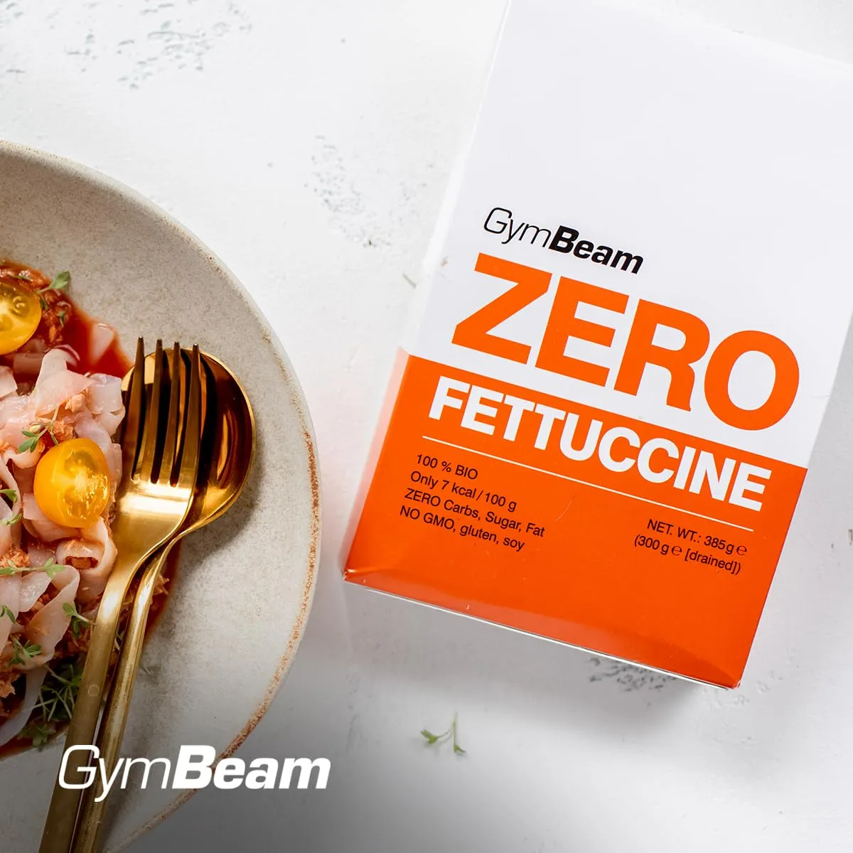 GymBeam Fettuccine Zero BIO pasta konjac 385 g senza glutine