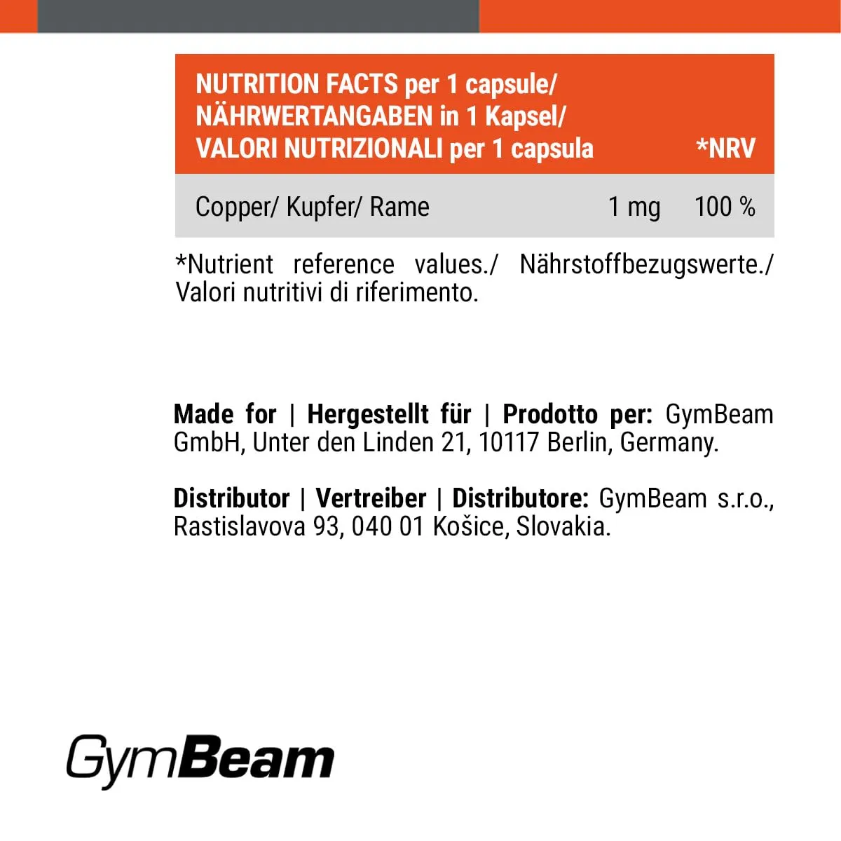 GymBeam Bisglicinato di Rame 120 capsule 1 mg