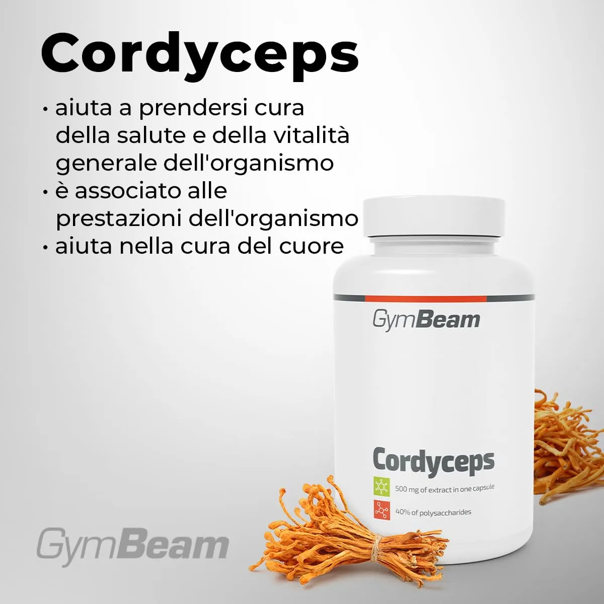 GymBeam Cordyceps Sinensis capsule 90 cps 500 mg 40% polisaccaridi
