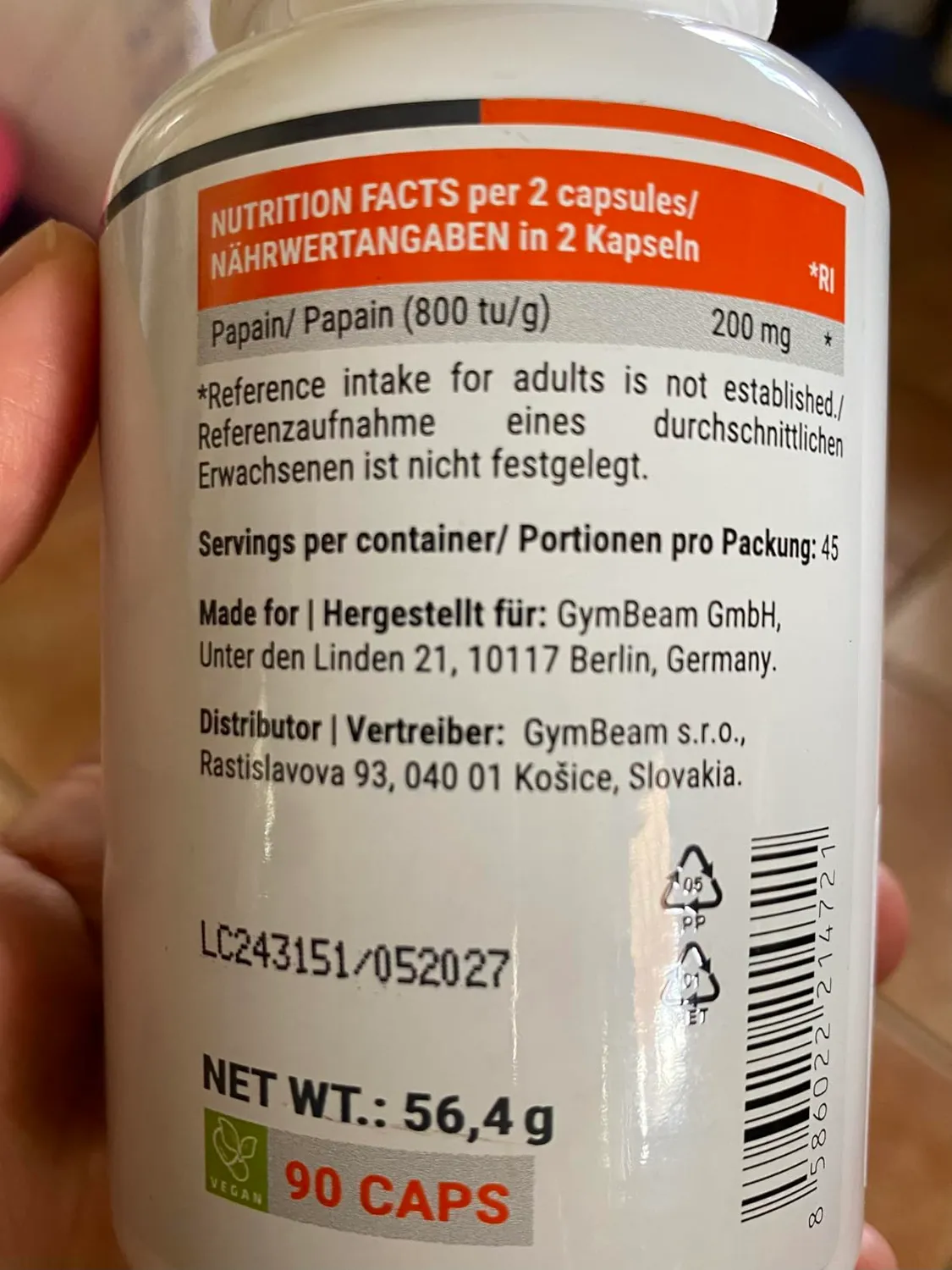 GymBeam Papaina 200 mg capsule 90 cps digestione proteine