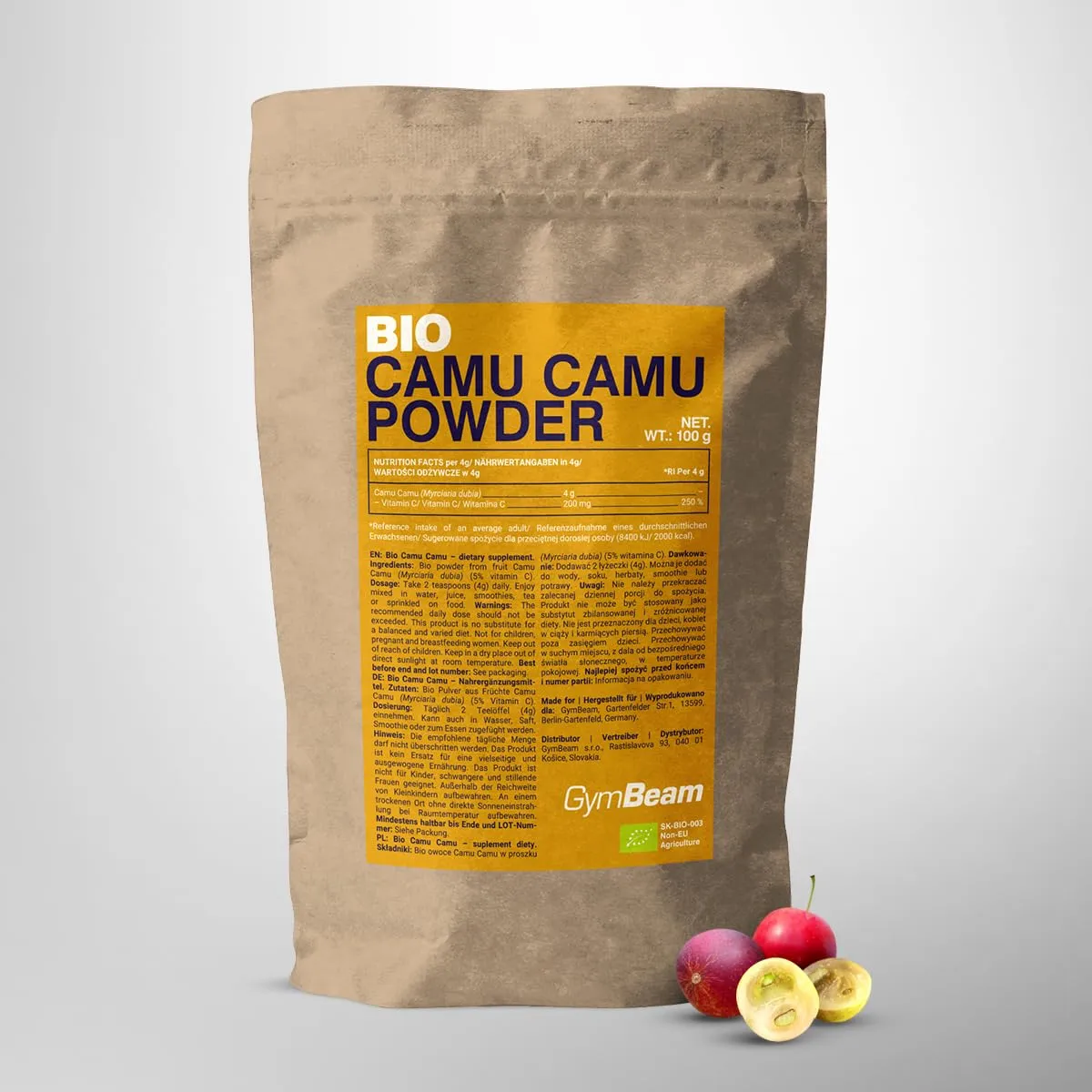 GymBeam Camu Camu BIO polvere 100 g vitamina C