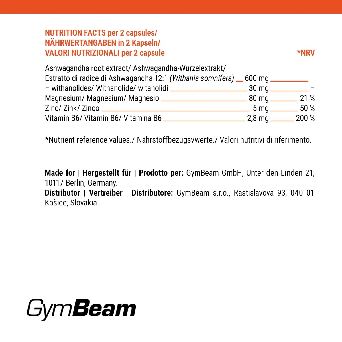GymBeam Ashwagandha Pro capsule KSM-66 sonno stress