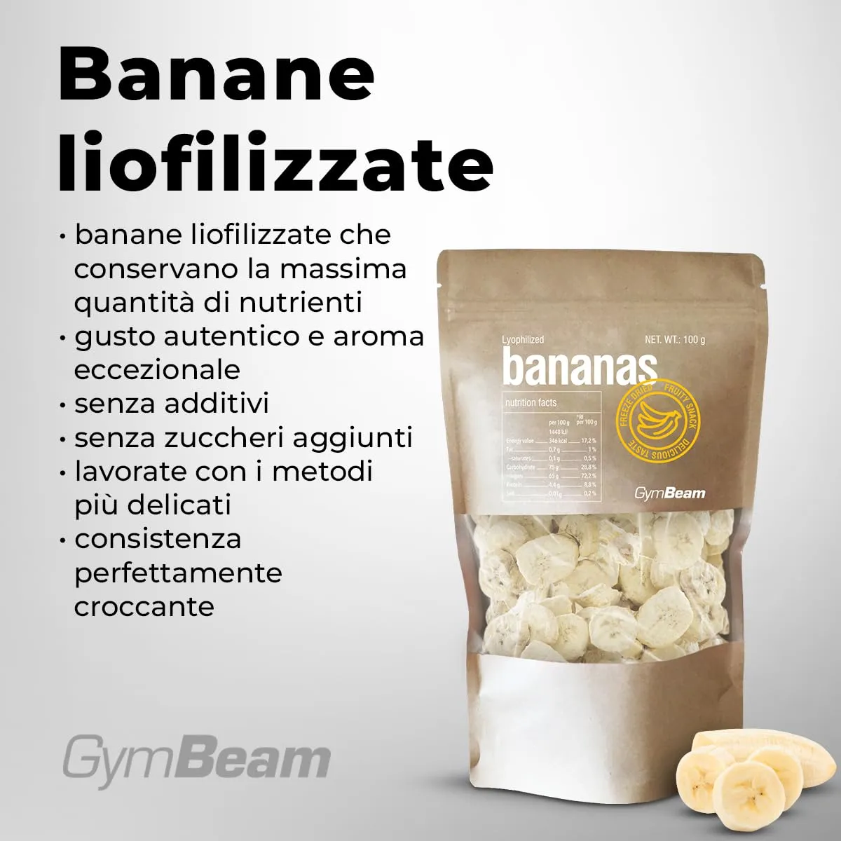 GymBeam banane liofilizzate snack croccante 100 g
