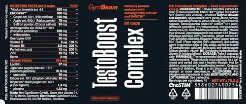 GymBeam TestoBoost Complex Integratore Testosterone Vegano