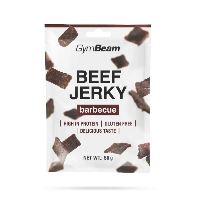GymBeam Beef Jerky Carne Secca Snack Barbecue 50 g 64% Proteine