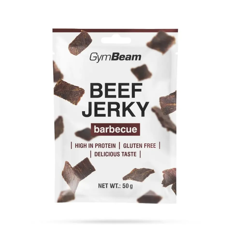 GymBeam Beef Jerky Carne Secca Snack Barbecue 50 g 64% Proteine