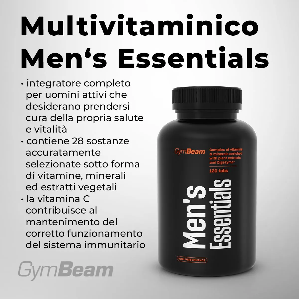 GymBeam Multivitaminico Uomo 120 cpr 27 Attivi Energia