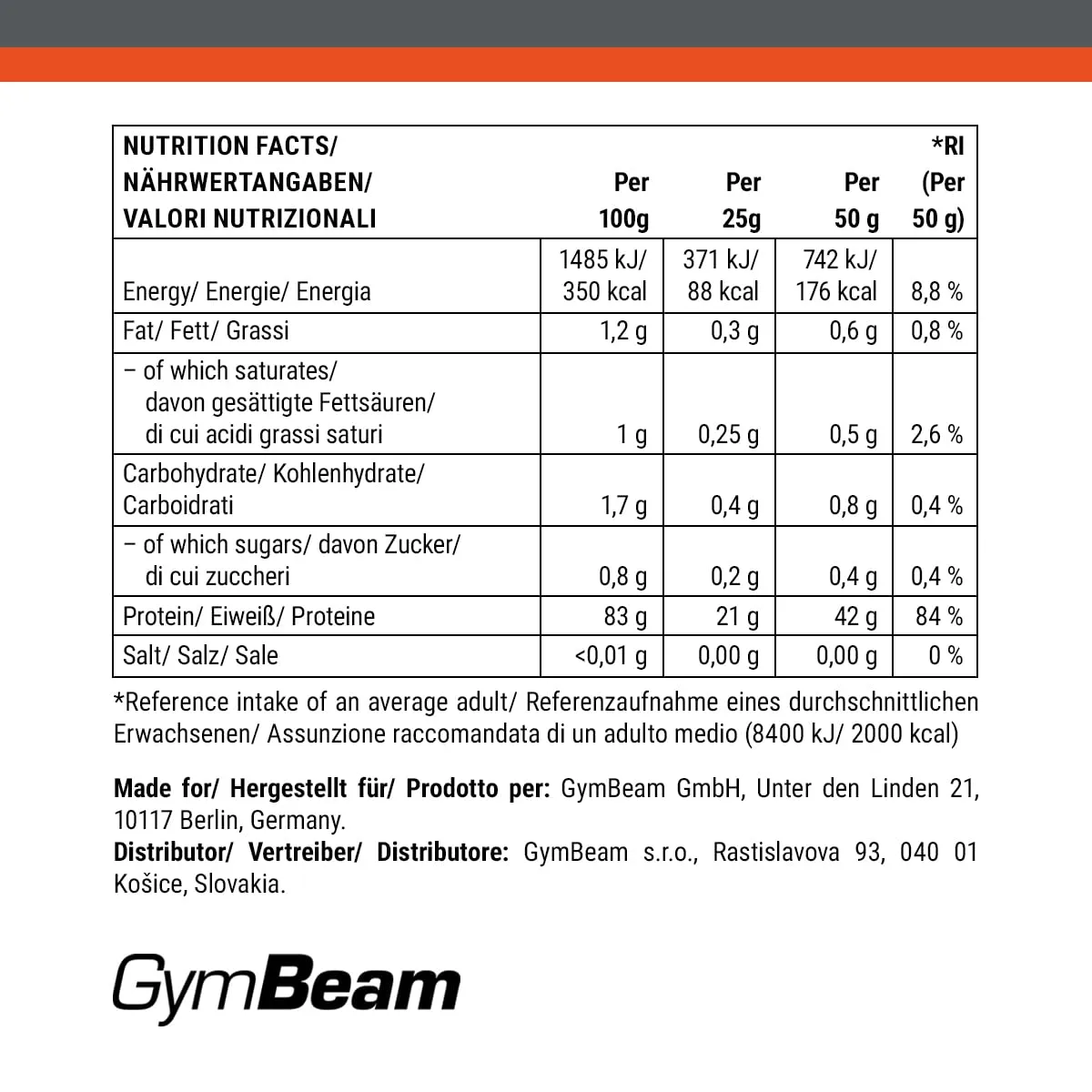 GymBeam Pure IsoWhey Proteine Isolate 2500 g Fragola