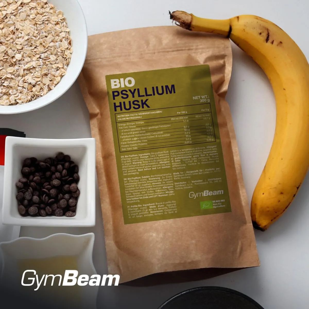 GymBeam Psillio BIO fibra 300 g senza glutine