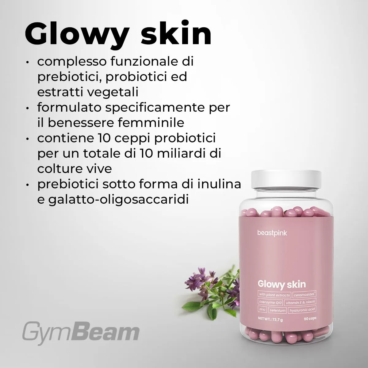 GymBeam Glowy Skin capsule 90 cps pelle luminosa