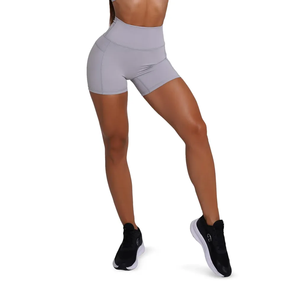 GymBeam Fit pantaloncini donna S Mist Grey vita alta