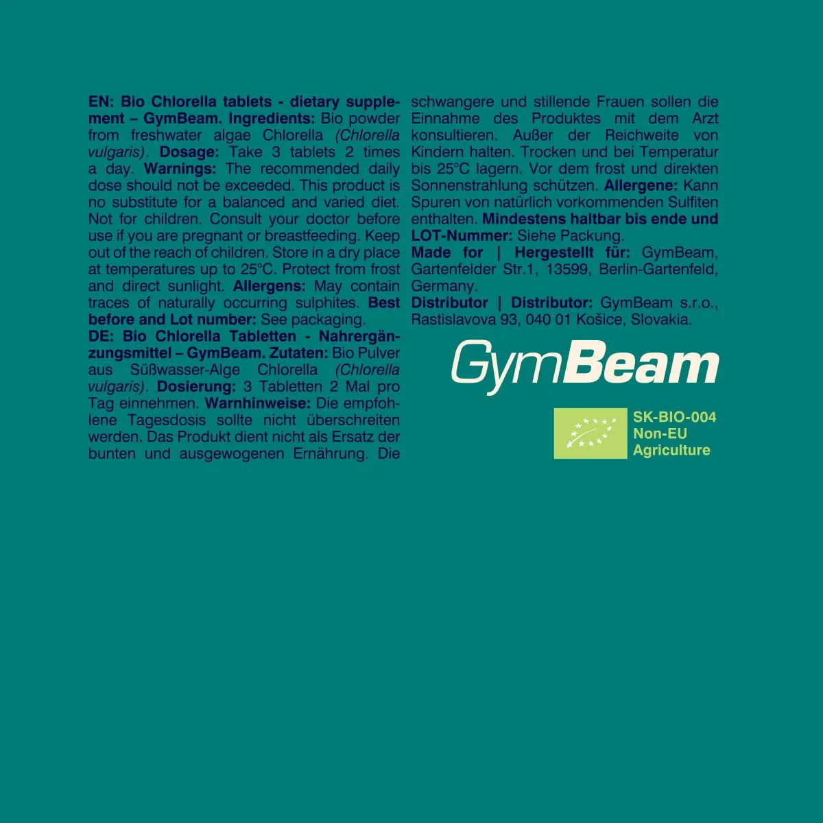 GymBeam Clorella BIO compresse 500 tabs proteine detox