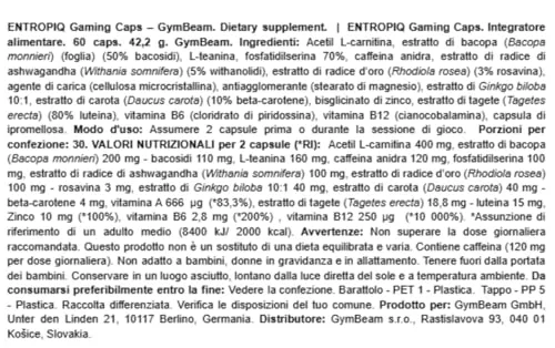 GymBeam ENTROPIQ Gaming integratore 60 capsule