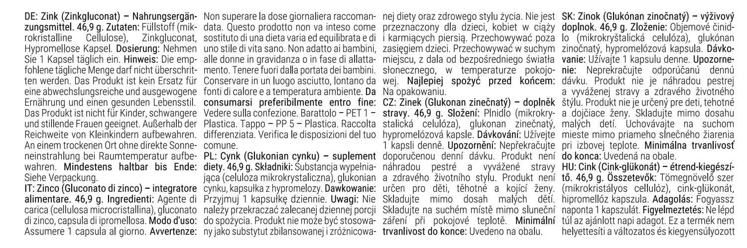 GymBeam Zinco Gluconato Integratore Vegano Senza Glutine