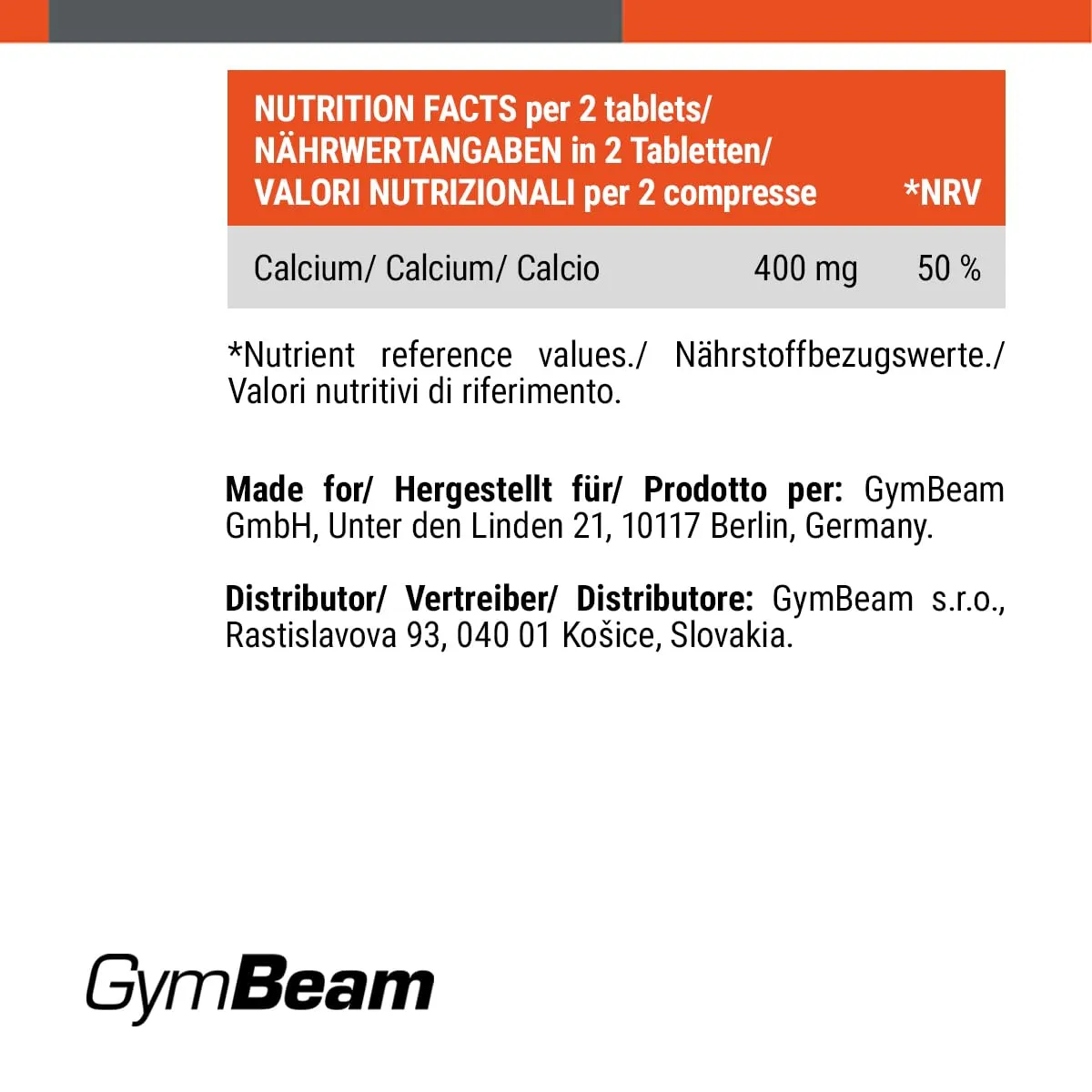 GymBeam Calcio 400 mg capsule 60 cps ossa e muscoli
