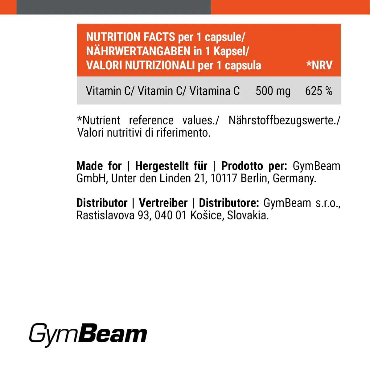 GymBeam Vitamina C 500 mg Capsule Collagene