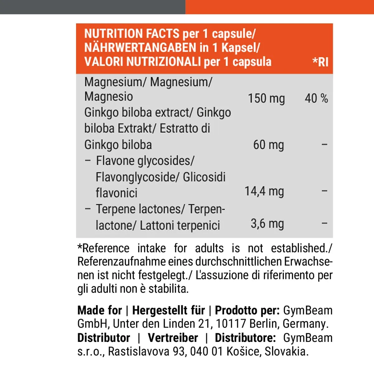 GymBeam Ginkgo Biloba e Magnesio capsule 90 cps anti fatica