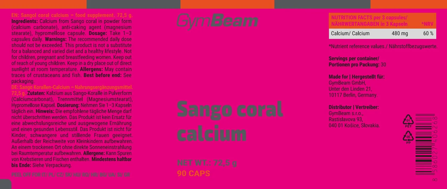 GymBeam Calcio Corallino Sango capsule 90 cps ossa