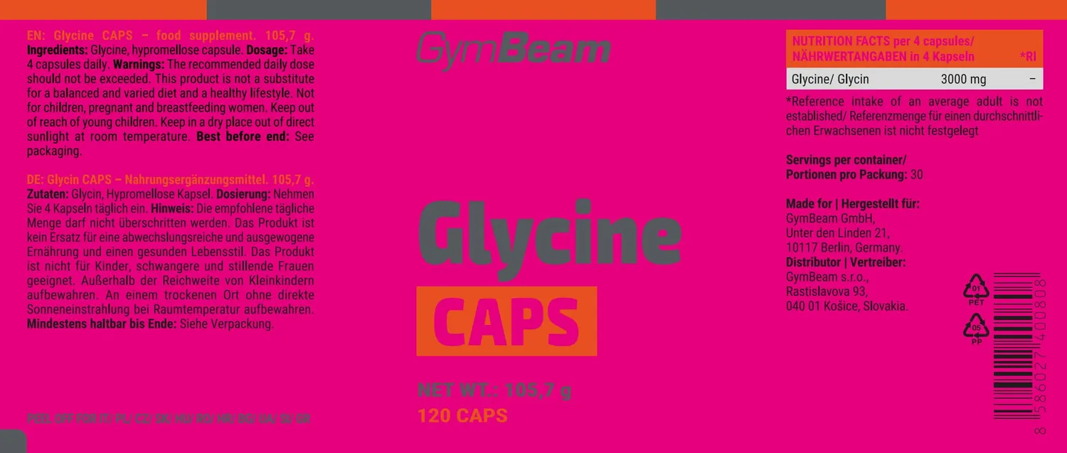 GymBeam Glicina Caps 3000 mg 120 cps Vegane