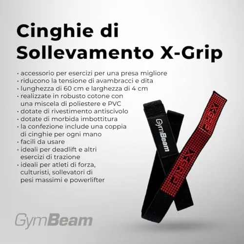 GymBeam X-Grip cinghie sollevamento 60x4 cm antiscivolo