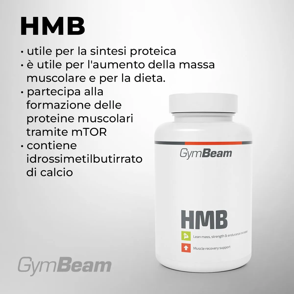 GymBeam HMB Integratore Massa Muscolare Compresse Leucina