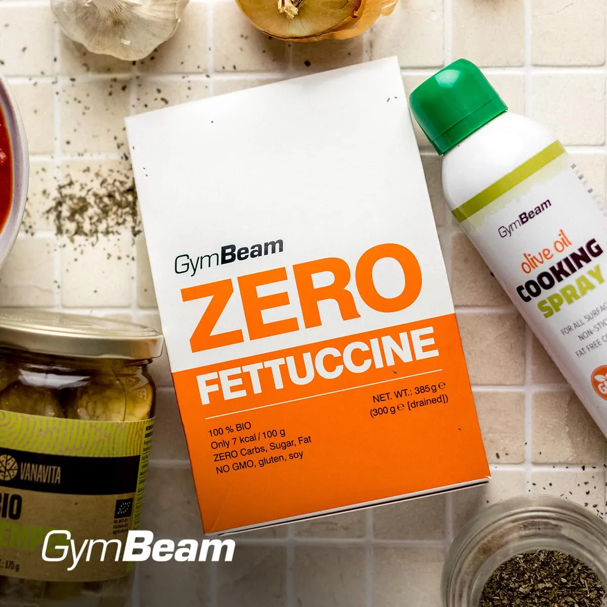 GymBeam Fettuccine Zero BIO pasta konjac 385 g senza glutine